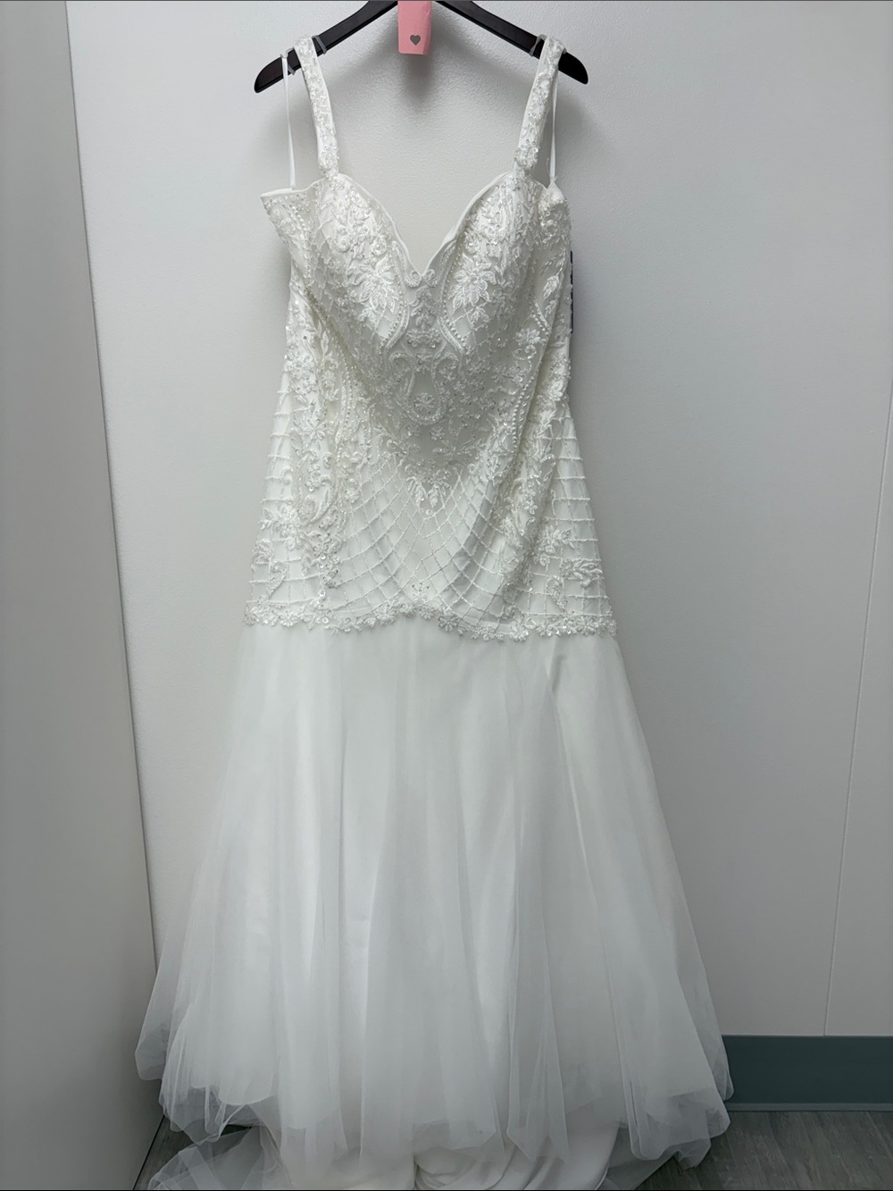 Davinci Beaded Lace Mermaid Wedding Dress in White size 26 NWOT